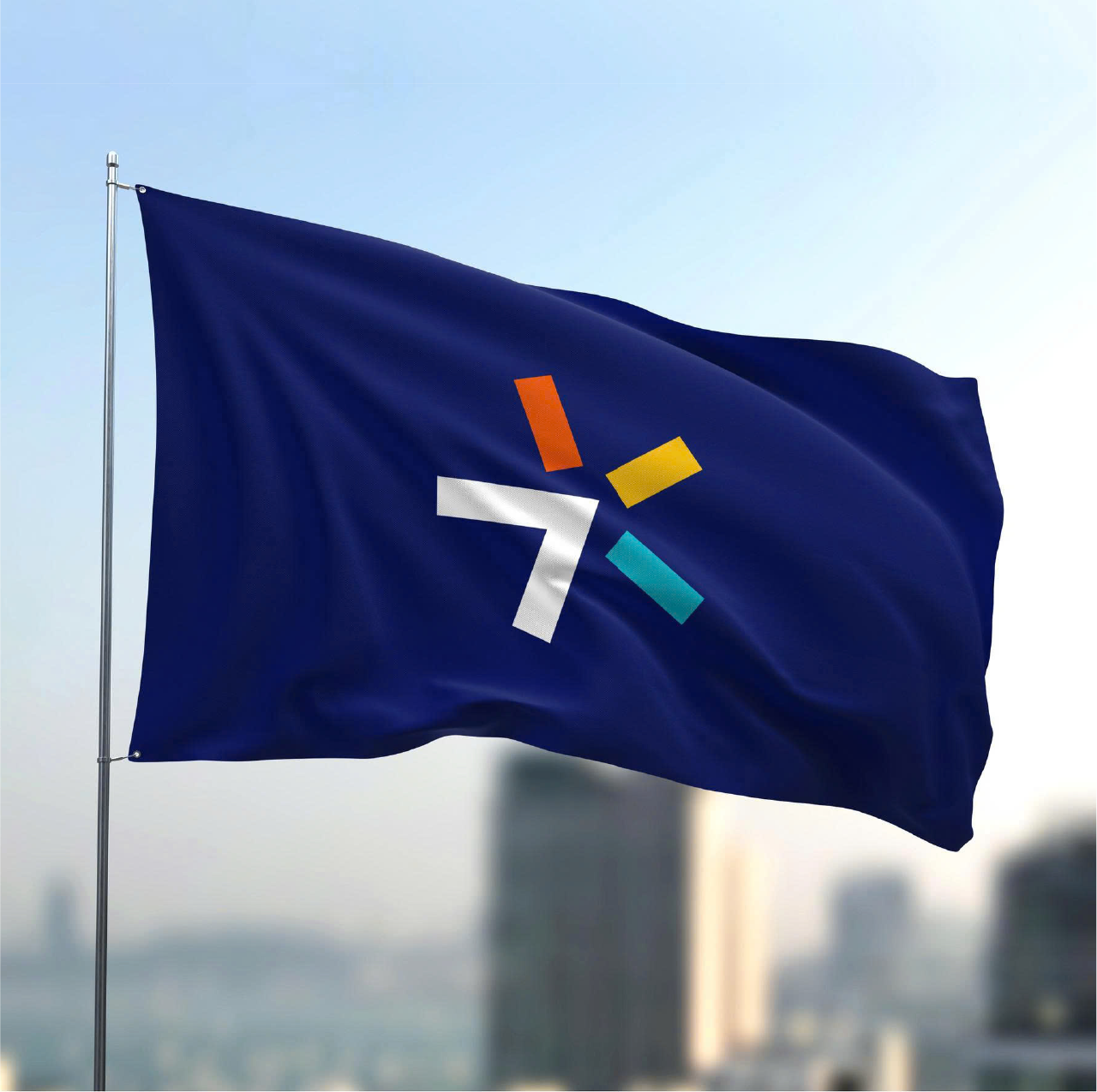 iColor brand mockup on a flag